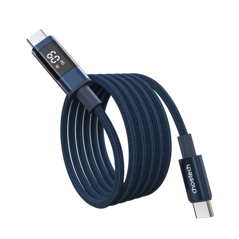 Kabel Choetech XCC-1068 PD 60 W USB-C - USB-C z wyświetlaczem 1.2 m - niebieski