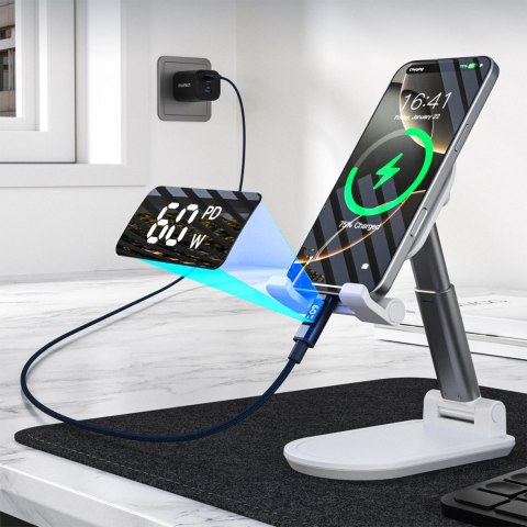 Kabel Choetech XCC-1068 PD 60 W USB-C - USB-C z wyświetlaczem 1.2 m - niebieski