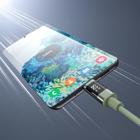Kabel Choetech XCC-1068 PD 60 W USB-C - USB-C z wyświetlaczem 1.2 m - zielony