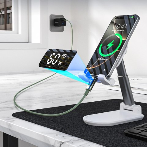 Kabel Choetech XCC-1068 PD 60 W USB-C - USB-C z wyświetlaczem 1.2 m - zielony