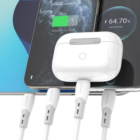 Kabel Dudao L25SC 60 W USB-C - USB-C z miękkim silikonowym oplotem 2 m - biały