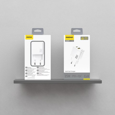 Ładowarka Dudao A26TEU GaN 25W USB-A, USB-C - biała