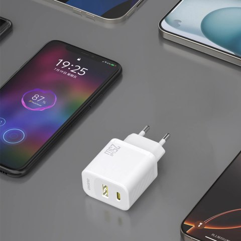Ładowarka Dudao A26TEU GaN 25W USB-A, USB-C - biała