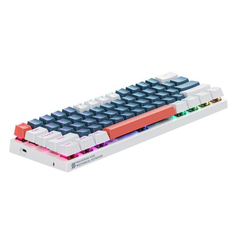 Klawiatura gamingowa Machenike K500-B61 przewodowa mechaniczna podświetlana Blue Switch - niebiesko-biała