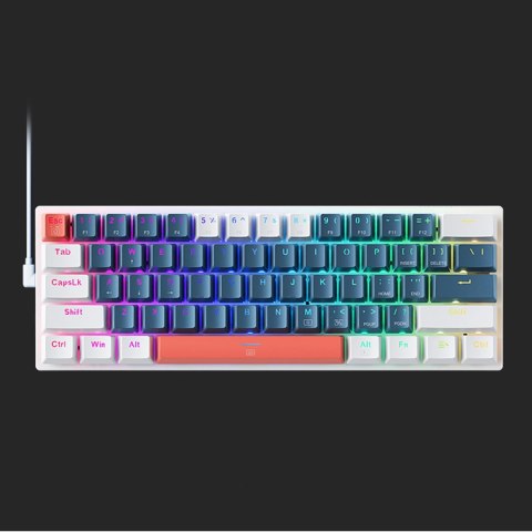 Klawiatura gamingowa Machenike K500-B61 przewodowa mechaniczna podświetlana Blue Switch - niebiesko-biała