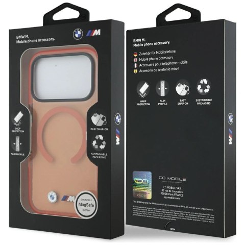 Etui BMW M IML Metal Logos MagSafe na iPhone 17 Pro Max - promarańczowe