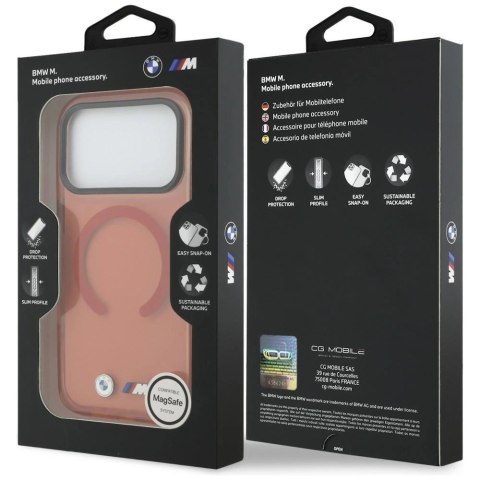 Etui BMW M IML Shockproof Metal Logos MagSafe na iPhone 17 Pro Max - promarańczowe
