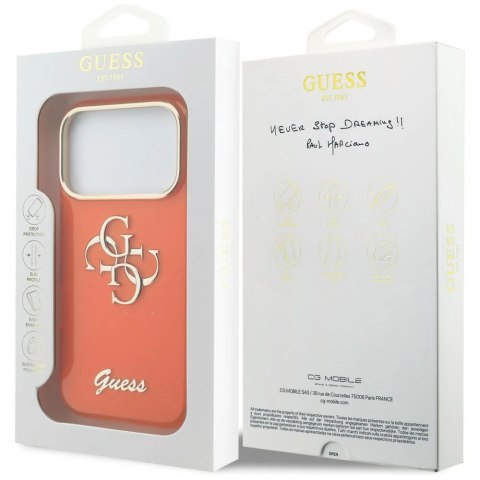 Etui Guess IML 4G Script Metal na iPhone 17 Pro - pomarańczowe