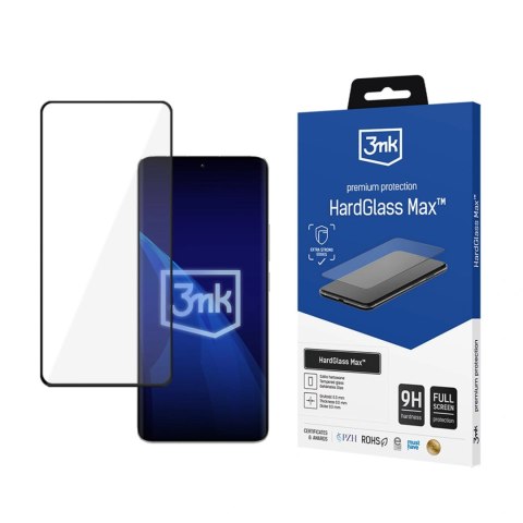 Wzmocnione szkło hartowane na cały ekran 3mk HardGlass Max Black na Xiaomi Redmi Note 13 Pro+