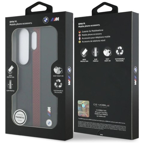 Etui BMW Perforated Stripe Logo MagSafe do Samsung Galaxy S26 Ultra - czerwone