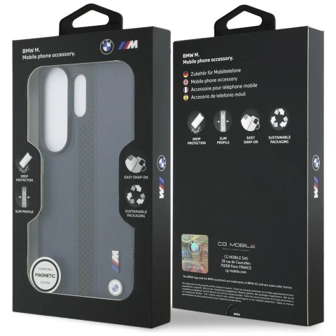 Etui BMW Perforated Stripe Logo MagSafe do Samsung Galaxy S26 Ultra - granatowe