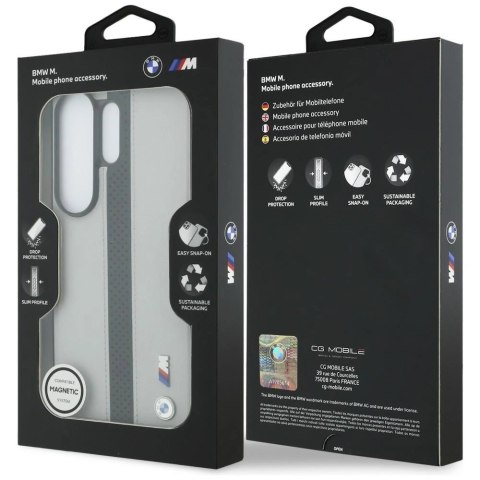 Etui BMW Perforated Stripe Logo MagSafe do Samsung Galaxy S26 Ultra - szare