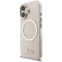Etui Guess IML Script Metal MagSafe do iPhone 17 - różowe
