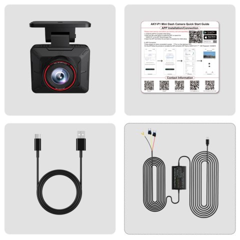 Kamera samochodowa AKEEYO P1 wideorejestrator FullHD 30fps - czarna