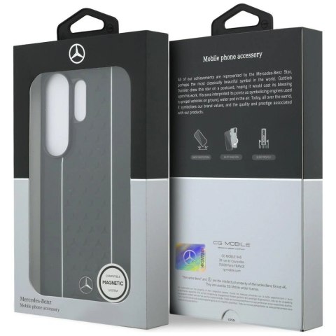 Etui Mercedes Laurel Leaves Vertical Stripes MagSafe na Samsung Galaxy S26 Ultra - czarno-białe