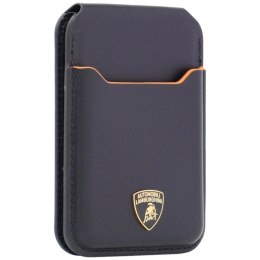 Portfel magentyczny Lamborghini D1 Genuine Leather MagSafe na telefon - czarno-pomarańczowy