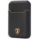 Portfel magentyczny Lamborghini D1 Genuine Leather MagSafe na telefon - czarno-zielony