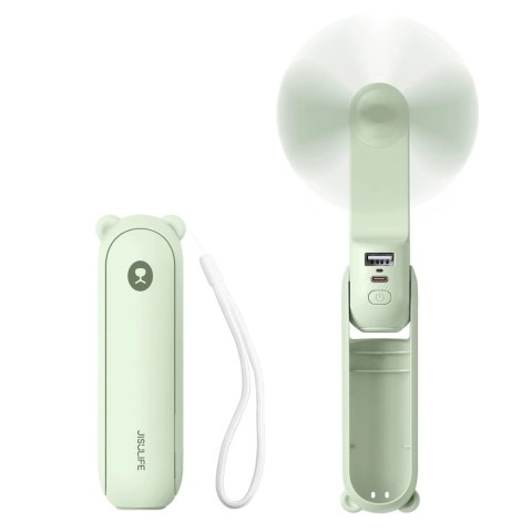Mini wentylator Jisulife Handheld Fan Life8 Plus przenośny wiatraczek USB z funkcją powerbanka 4500mAh i latarką - zielony