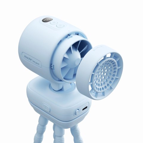 Mini wentylator Jisulife Stroller Fan 4 5000mAh na wózek dziecięcy z elastycznym tripodem - niebieski