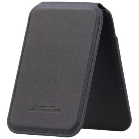 Portfel magentyczny Lamborghini D1 Genuine Leather MagSafe na telefon - czarno-zielony