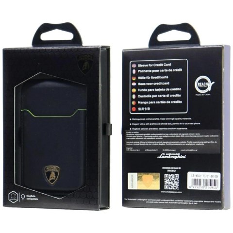 Portfel magentyczny Lamborghini D1 Genuine Leather MagSafe na telefon - czarno-zielony