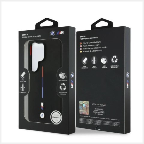 Etui BMW M Silicone Tricolor Line MagSafe na Samsung Galaxy S26 Ultra - czarne