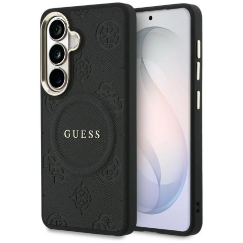 Etui Guess Saffiano Peony Embossed Ring MagSafe na Samsung Galaxy S26+ - czarne
