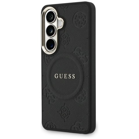 Etui Guess Saffiano Peony Embossed Ring MagSafe na Samsung Galaxy S26+ - czarne