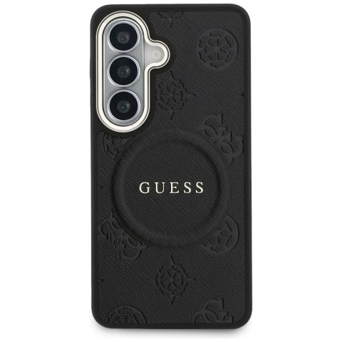 Etui Guess Saffiano Peony Embossed Ring MagSafe na Samsung Galaxy S26+ - czarne