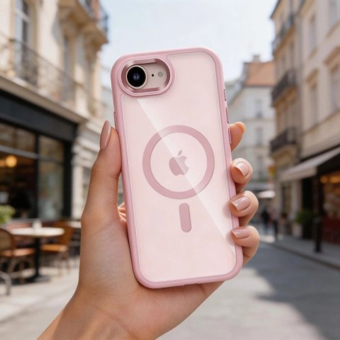 Etui Tech-Protect Magmat MagSafe na iPhone 16e / 17e - przezroczysto-różowe