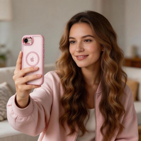 Etui Tech-Protect Magmat MagSafe na iPhone 16e / 17e - przezroczysto-różowe