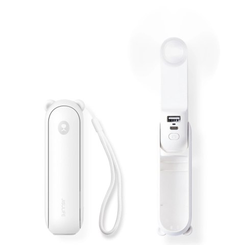 Mini wentylator Jisulife Handheld Fan Life8 przenośny wiatraczek USB z funkcją powerbanka 2000mAh i latarką - biały