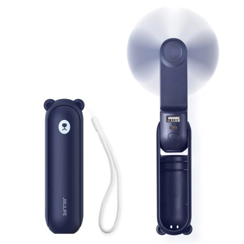 Mini wentylator Jisulife Handheld Fan Life8 przenośny wiatraczek USB z funkcją powerbanka 2000mAh i latarką - niebieski