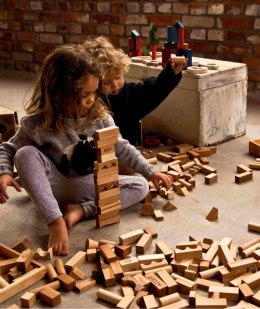 Drewniane Klocki w Skrzynce - Naturalne, 54 Elementy