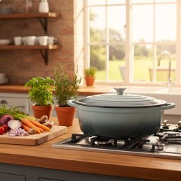 EMALIOWANA BRYTFANNA ŻELIWNA GĘSIARKA 6L HAGE SEA SALT