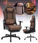 Ergonomiczny Obrotowy Fotel Gamingowy Brązowy Z Podnóżkiem Fotel Biurowy