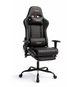 Ergonomiczny Obrotowy Fotel Gamingowy Czarny Z Podnóżkiem Fotel Biurowy