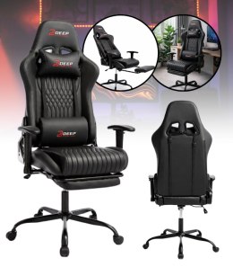 Ergonomiczny Obrotowy Fotel Gamingowy Czarny Z Podnóżkiem Fotel Biurowy