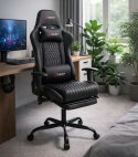 Ergonomiczny Obrotowy Fotel Gamingowy Czarny Z Podnóżkiem Fotel Biurowy