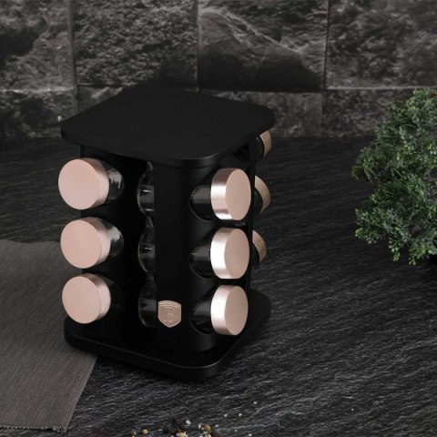 STOJAK OBROTOWY NA PRZYPRAWY 12 POJEMNIKÓW BERLINGER HAUS BH-8559 BLACK ROSE