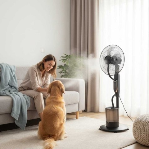 WENTYLATOR WIATRAK PODŁOGOWY MGIEŁKOWY Z NAWILŻACZEM KLAUSBERG KB-9043