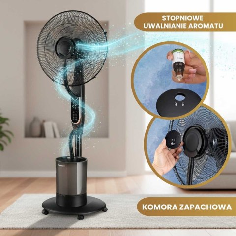 WENTYLATOR WIATRAK PODŁOGOWY MGIEŁKOWY Z NAWILŻACZEM KLAUSBERG KB-9043