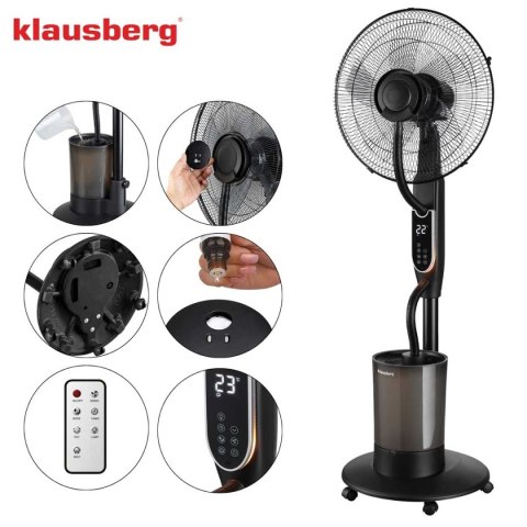 WENTYLATOR WIATRAK PODŁOGOWY MGIEŁKOWY Z NAWILŻACZEM KLAUSBERG KB-9043
