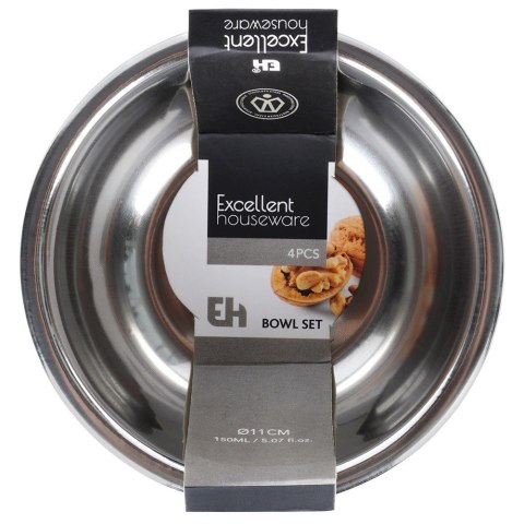 Miseczki stalowe na przystawki przekąski 250ml zestaw 4 sztuk EXCELLENT HOUSEWARE 139021