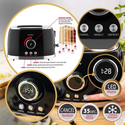 TOSTER OPIEKACZ NA 2 KROMKI WYŚWIETLACZ LED KLAUSBERG KB-9025 RETRO