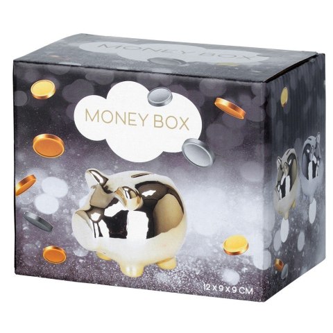 Skarbonka ŚWINKA ceramiczna srebrna lustrzana 11.5 x 9cm VILDE 568079-S