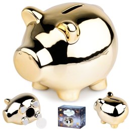 Skarbonka ŚWINKA ceramiczna złota lustrzana 11.5x9cm VILDE 568079-Z