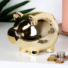 Skarbonka ŚWINKA ceramiczna złota lustrzana 11.5x9cm VILDE 568079-Z