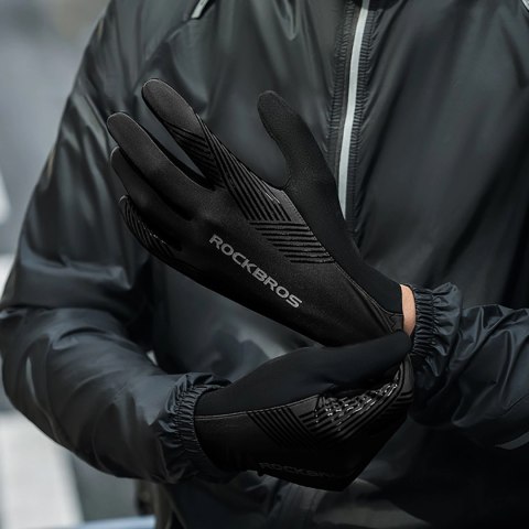 Rękawiczki rowerowe Rockbros wiosna/lato/jesień, pełne, rozmiar: XXL - czarne