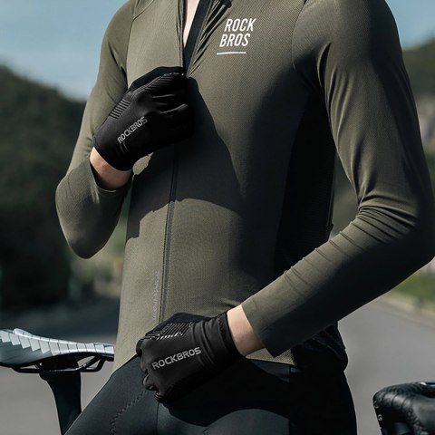Rękawiczki rowerowe Rockbros wiosna/lato/jesień, pełne, rozmiar: XXL - czarne